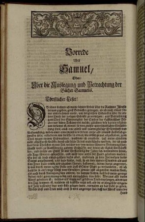 Vorrede Uber Samuel, Oder: Uber die Auslegung und Betrachtung der Bücher Samuelis