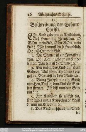 IX. Beschreibung der Geburt Christi.