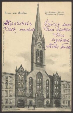 Ansichtskarte Straßenansicht St.-Simeon-Kirche, Wassertorstraße [1/2]