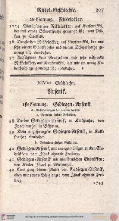 XIVtes Geschlecht. Arsenik