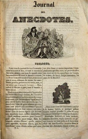 Journal des anecdotes anciennes, modernes et contemporaines, 1. 1833/34, Livr. 1