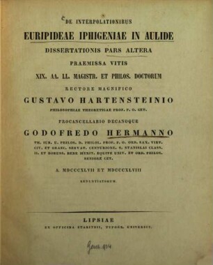 De interpolationibus Euripideae Iphigeniae in Aulide, 2