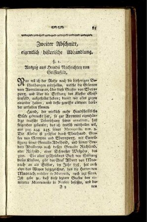 Zweiter Abschnitt, eigentlich historische Abhandlung.