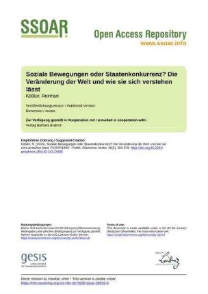Soziale Bewegungen oder Staatenkonkurrenz? Die Veränderung der Welt und wie sie sich verstehen lässt