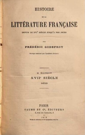 Histoire de la littérature française depuis le XVIe siècle jusqu' à nos jours. 7