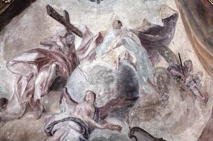 König David spielt vor der Trinität die Harfe