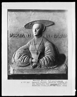 Serie von sechs Tafeln: Herzogin Jacobäa und Wappen — Herzogin Jacobäa, Gemahlin Wilhelms 4. von Bayern
