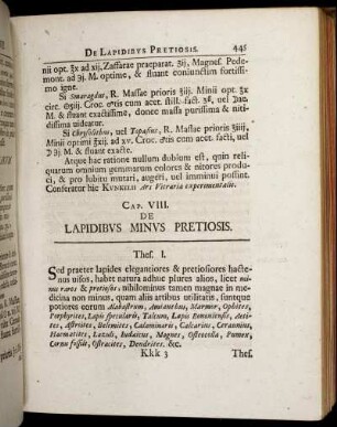 Cap. VIII. De Lapidibus Minus Pretiosis. - Cap. X. De Metallorum Recrementis.