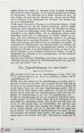 Die Jugendbewegung vor dem Ende?