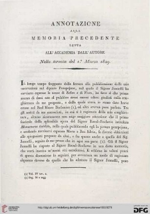 Annotazione alla memoria precedente letta all´accademia dall´autore