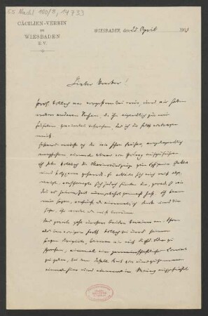 Brief an B. Schott's Söhne : 25.04.1903