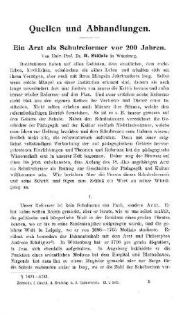 Ein Arzt als Schulreformer vor 200 Jahren