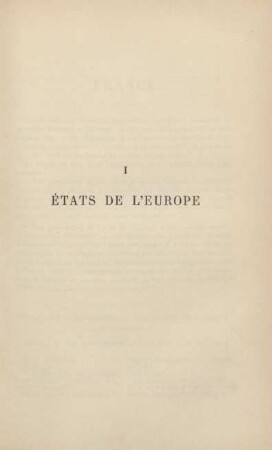 I. États de l'Europe