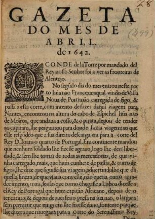 Gazeta do mes. 1642, Abril