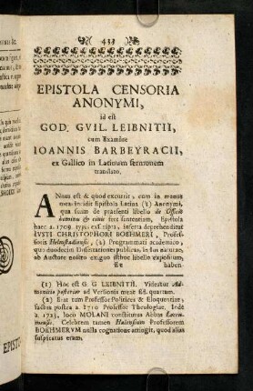 433-478, Epistola Censoria Anonymi