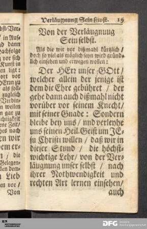 Von der Verläugnung Sein selbst