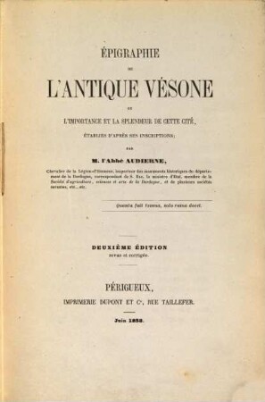 Epigraphie de l'antique Vésone