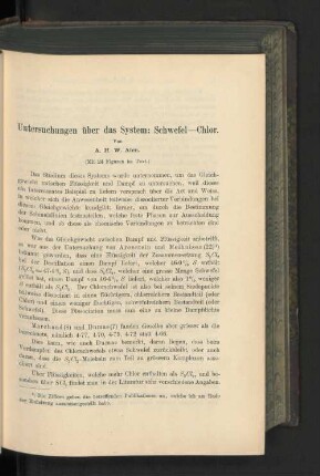 Untersuchungen über das System: Schwefel-Chlor