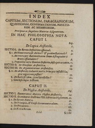 Index Capitum, Sectionum, Paragraphorum, Quaestionum, Confirmationum, Punctorum Ac Membrorum [...]