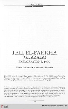 11: Tell el-Farkha (Ghazala) : explorations, 1999