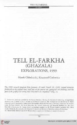11: Tell el-Farkha (Ghazala) : explorations, 1999