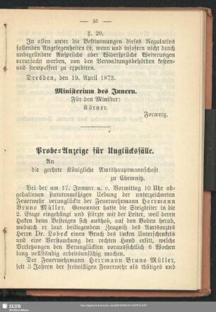 Probe-Anzeige für Unglücksfälle