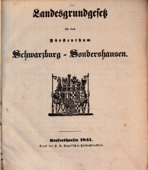 Landesgrundgesetz für das Fürstenthum Schwarzburg-Sondershausen