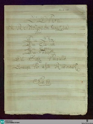 Il Re Teodoro in Venezia. Arr - Don Mus.Ms. 1525 : cemb; RobP 1.66