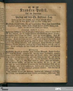 Predigt auf den St. Andreas-Tag.