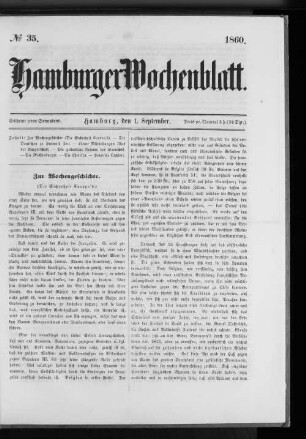 Nr. 35 1860. Hamburger Wochenblatt.
