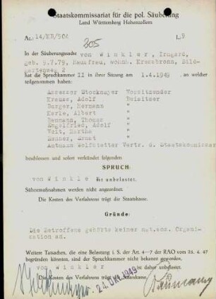 Winkler, Irmgard von