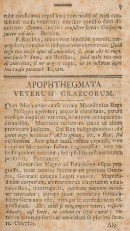 Apophthegmata veterum graecorum.