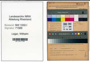 Entnazifizierung Wilhelm Leger , geb. 06.01.1891 (Elektroschweisser)