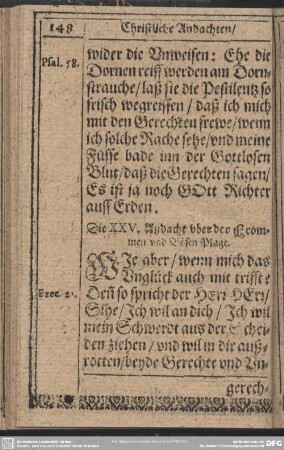 Die XXV. Andacht uber der Frommen und Bösen Plage