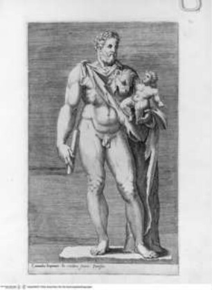 Antiquarum statuarum urbis Romae, quae in publicis privatisque locis visuntur, icones. Romae. Ex typis Laurentii Vaccarii... MDLXXXIIII., Tafel [63]: Commodus Imperator in viridario summi Pontificis (nach der Antike)