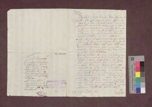 Urkunde über einen Gütertausch zwischen Johann Ilg, markgräflich badischem Frevelschreiber, und dem Schuhmacher Bartlin Blum zu Lörrach.