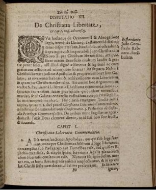 Disptatio XII. De Christiana Libertate