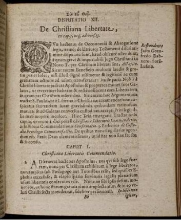 Disptatio XII. De Christiana Libertate