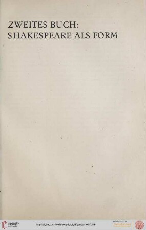 Zweites Buch: Shakespeare als Form
