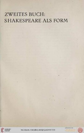 Zweites Buch: Shakespeare als Form