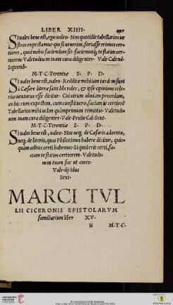 Marci Tvllii Ciceronis Epistolarvm familiarium liber XV