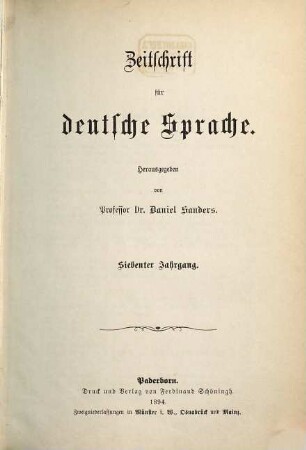 Zeitschrift für deutsche Sprache. 7. 1894