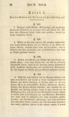 Titel 5. Von den Rechten und Pflichten der Herrschaften und des Gesindes