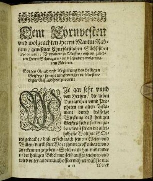 Dem Ehrnvesten und wolgeachten Herrn Martin Rabnern/ [...]