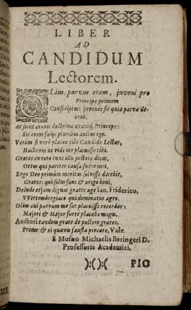 Liber Ad Candidum Lectorem.