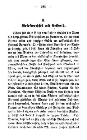 II. Briefwechsel mit Leibnitz.