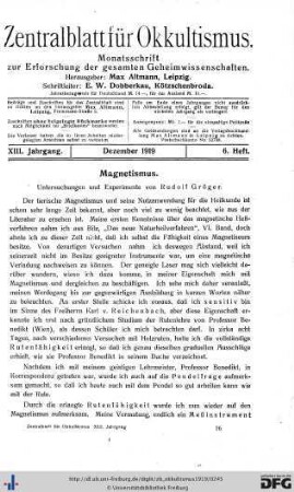 6. Heft (Dez. 1919)