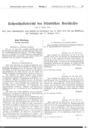 Rechenschaftsbericht des Ständischen Ausschusses