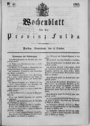 Nr. 41, Ausgabe vom 14. Oktober 1865