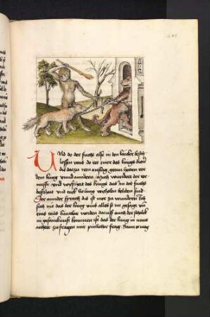 Der vernünftige Fuchs wird in den Kerker gebracht; (Kapitel XII: Von dem Löwen und dem Fuchs).